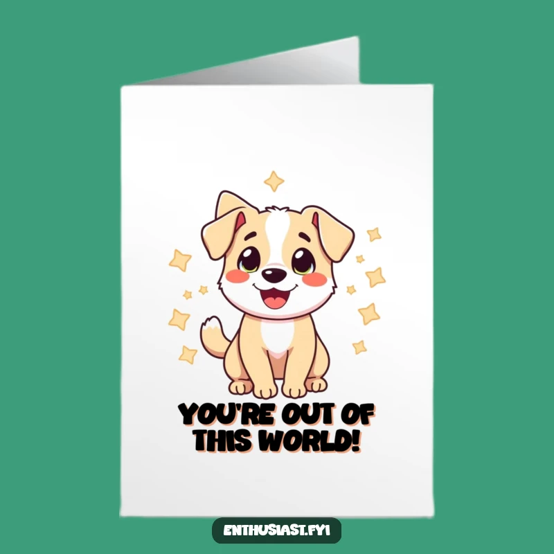 Free Printable Birthday Card: Cheerful Dog Stars Funny Downloadable Gift