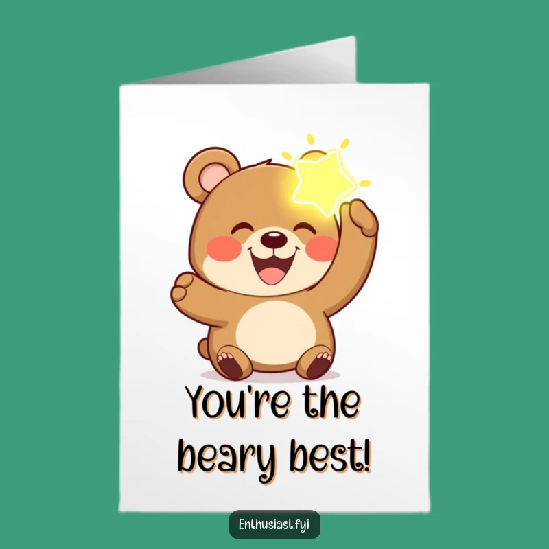 Free Printable Bear Congrats Card: Funny Joyful Bear, Magical Win Downloadable Gift