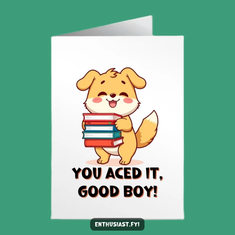 Free Printable Congrats Card: Bookworm Dog, Joyful Downloadable Gift!
