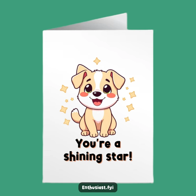 Free Printable Congrats Card: Cheerful Dog Stars Funny Downloadable Gift