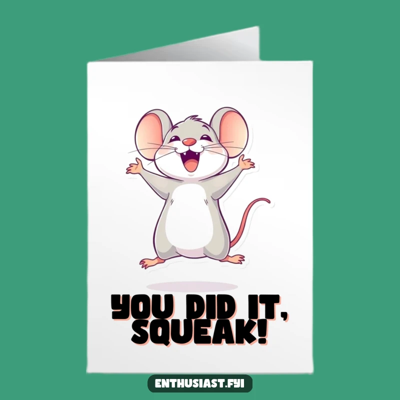 Free Printable Congrats Card: Joyful Jumping Mouse, Celebration Animal, Downloadable Gift