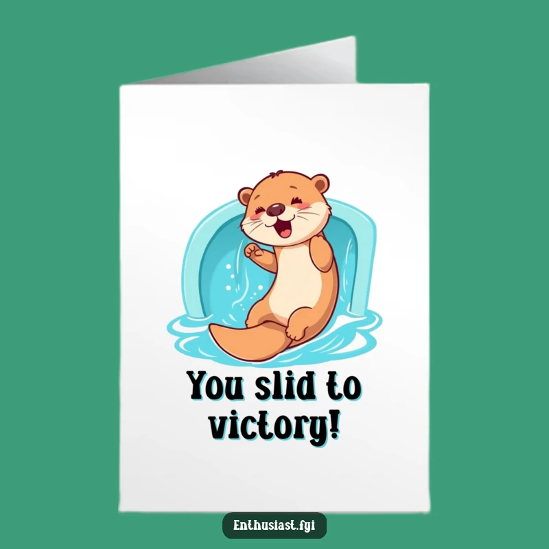 Free Printable Otter Congrats Card: Slippery Success Downloadable Gift