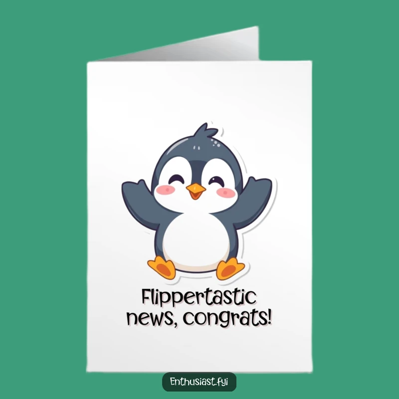Free Printable Penguin Congrats Card: Waving Celebration, Joyful Downloadable