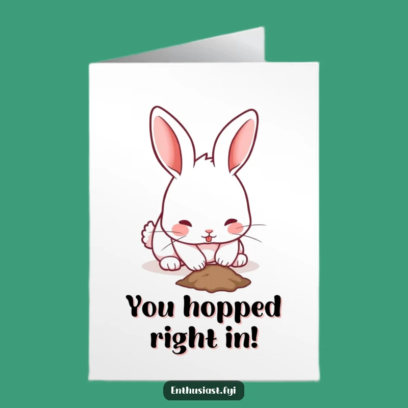 Free Printable Congrats Card: Playful Rabbit Digging, DIY Downloadable Celebration Gift
