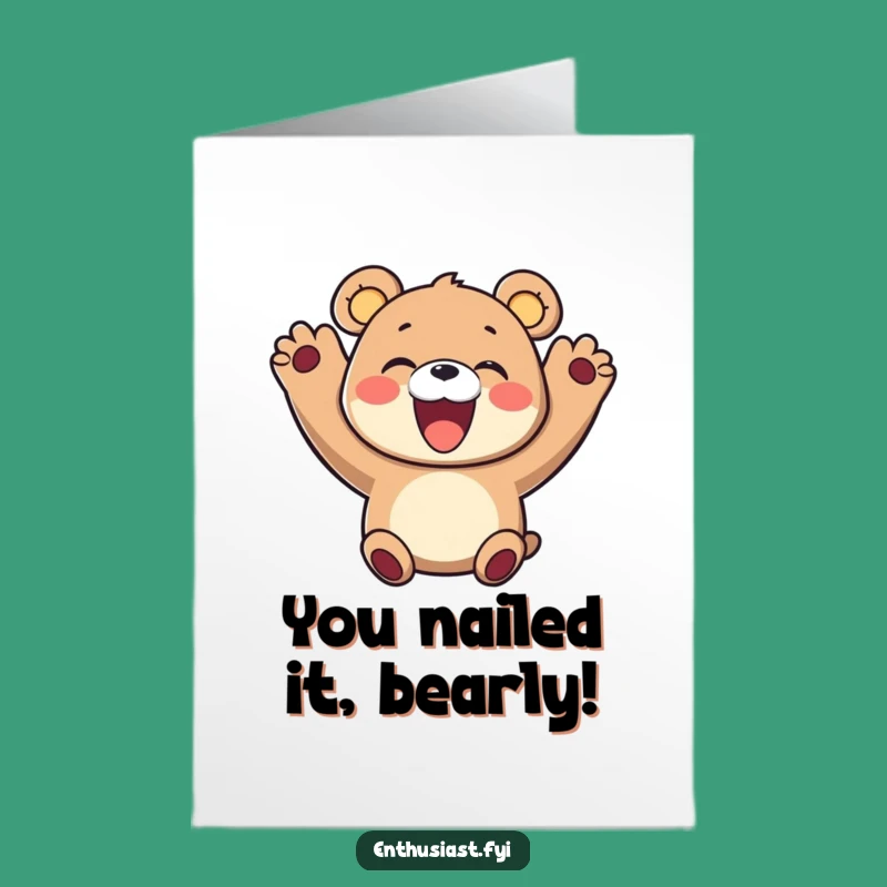 Free Printable Bear Congrats Card: Hilarious Downloadable Gift for Big Wins!