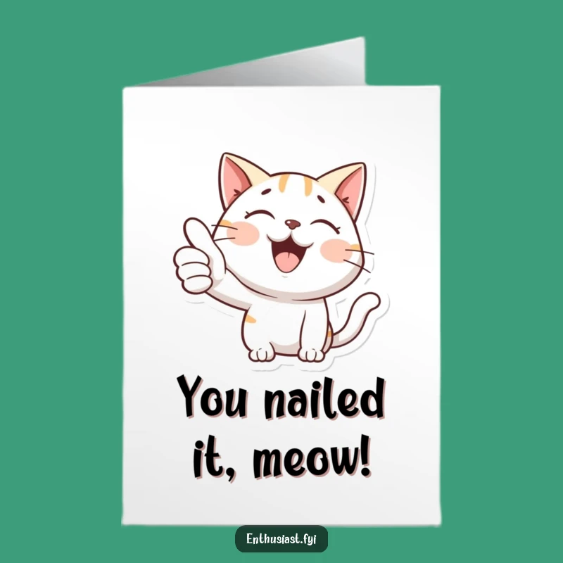 Free Printable Congrats Card: Cat Thumbs Up Funny Downloadable Gift