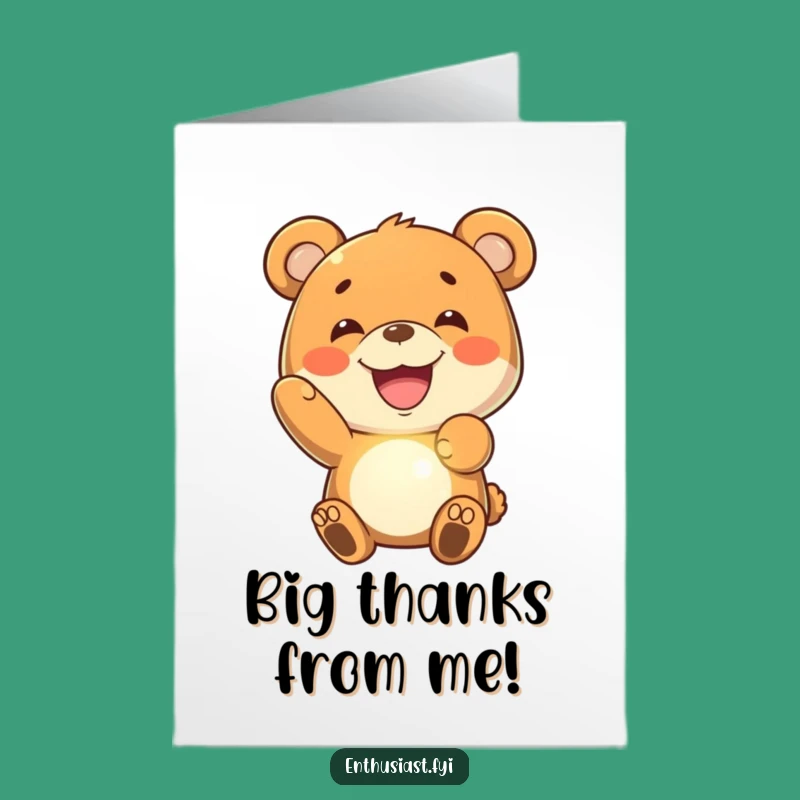 Free Printable Bear Thank You Card: Funny Grin Imaginary Object Downloadable Gift