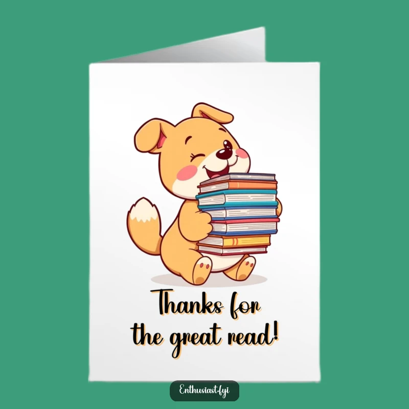Free Printable Dog Thank You Card: Funny Bookish Pup Expressing Gratitude Downloadable Gift