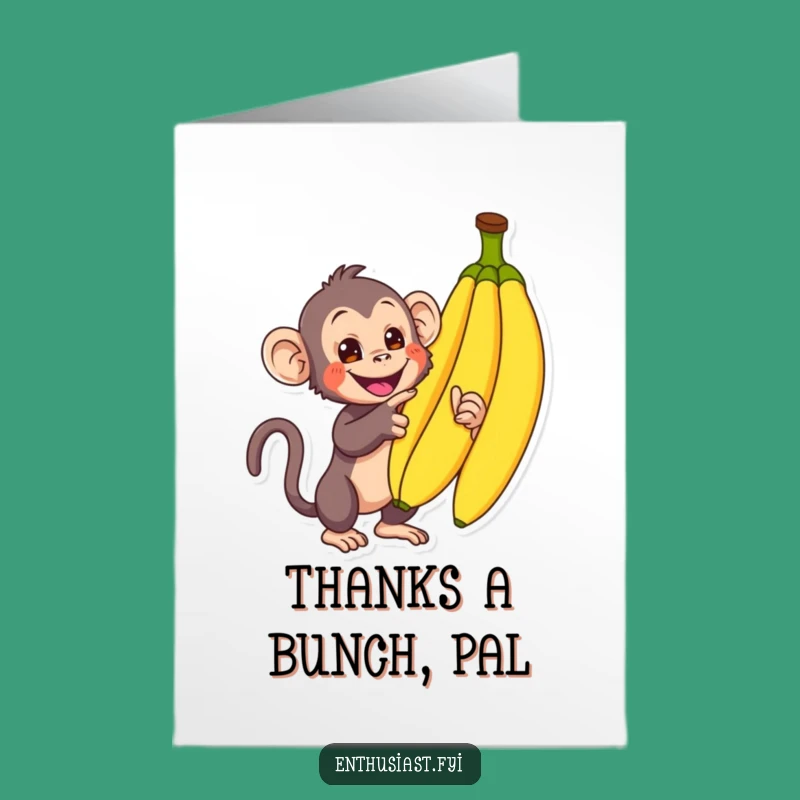 Free Printable Monkey Thank You Card: Banana Appreciation Downloadable Gift