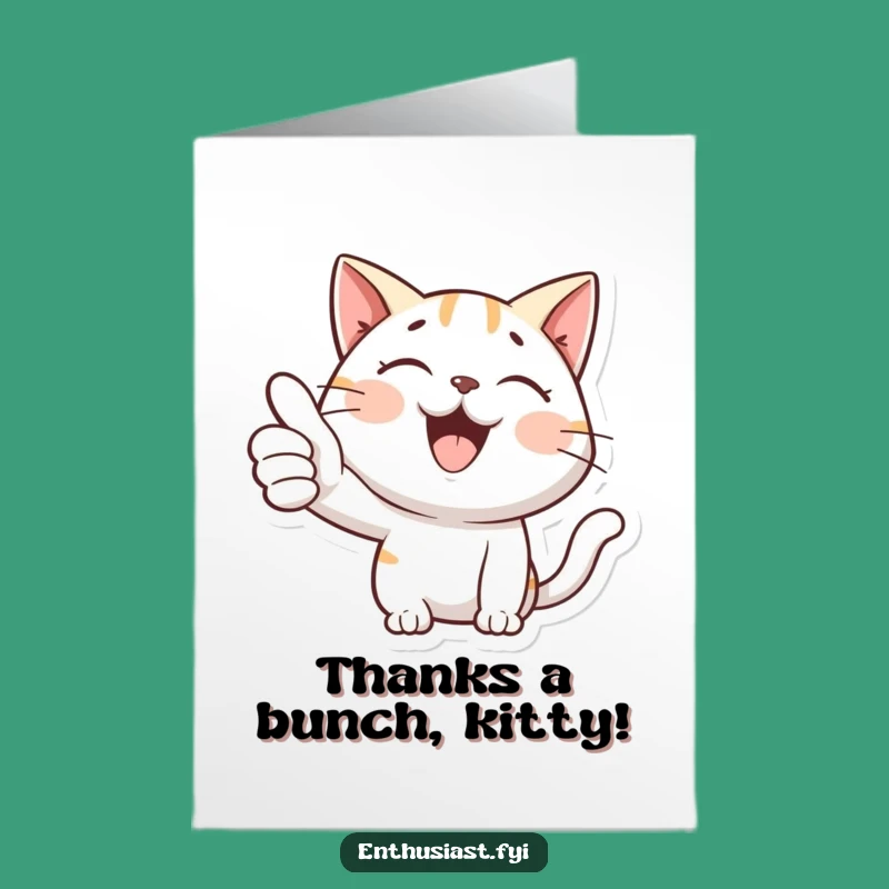 Free Printable Thank You Card: Cat Thumbs Up Funny Downloadable Gift