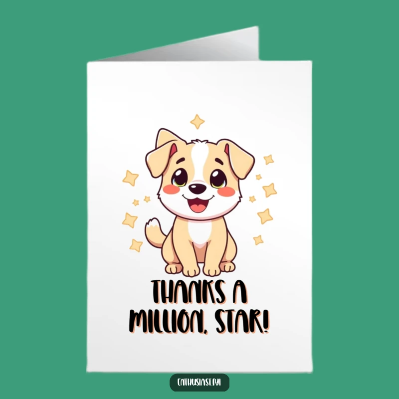 Free Printable Thank You Card: Cheerful Dog Stars Funny Downloadable Gift