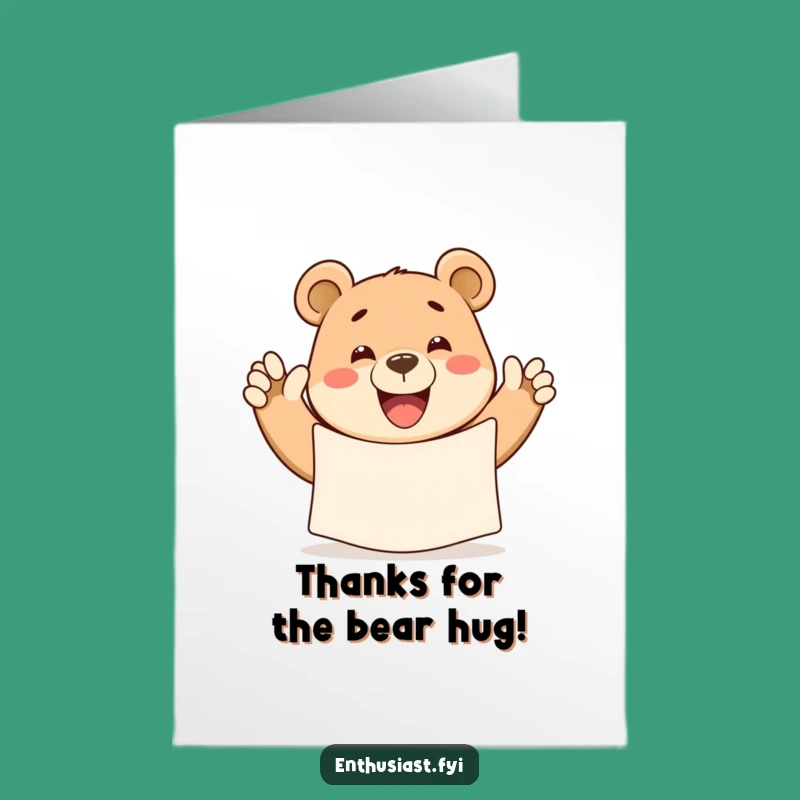 Free Printable Thank You Card: Grinning Bear Banner - Thoughtful DIY Gift