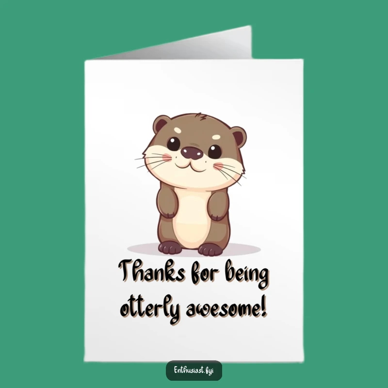 Free Printable Thank You Card: Peekaboo Otter, Funny Grateful Animal, Downloadable Gift