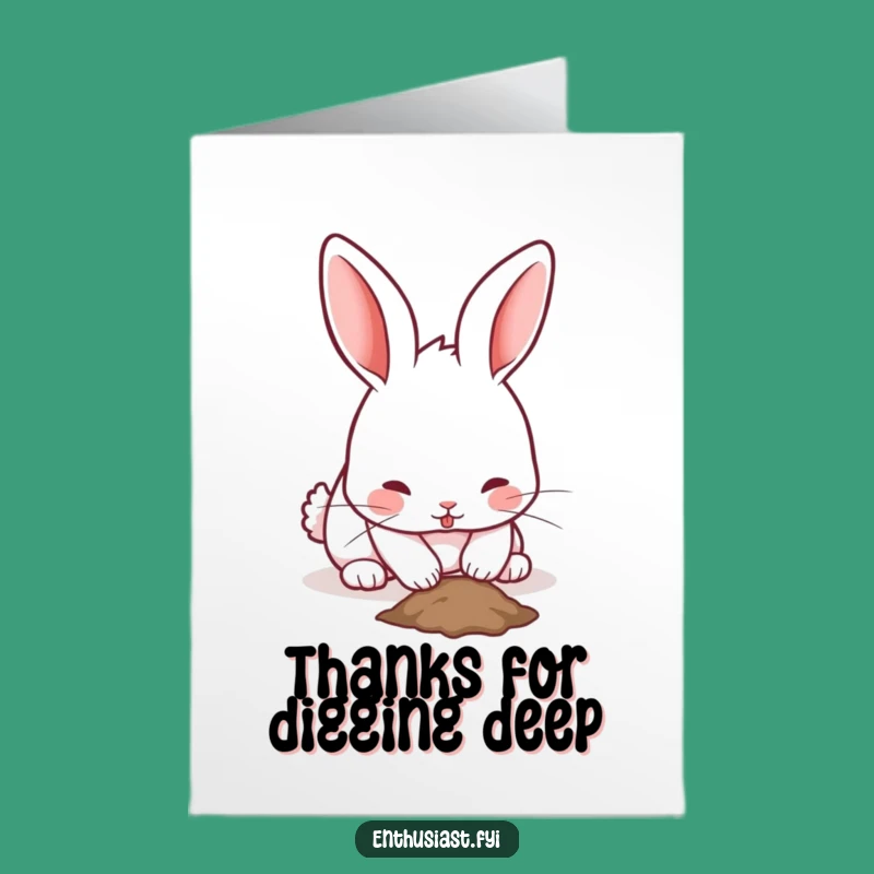 Free Printable Thank You Card: Playful Rabbit Digging, DIY Downloadable Appreciation Gift