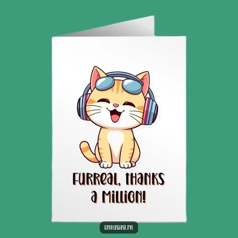Free Printable Thank You Card: Cat Tunes, Funny Downloadable Gift