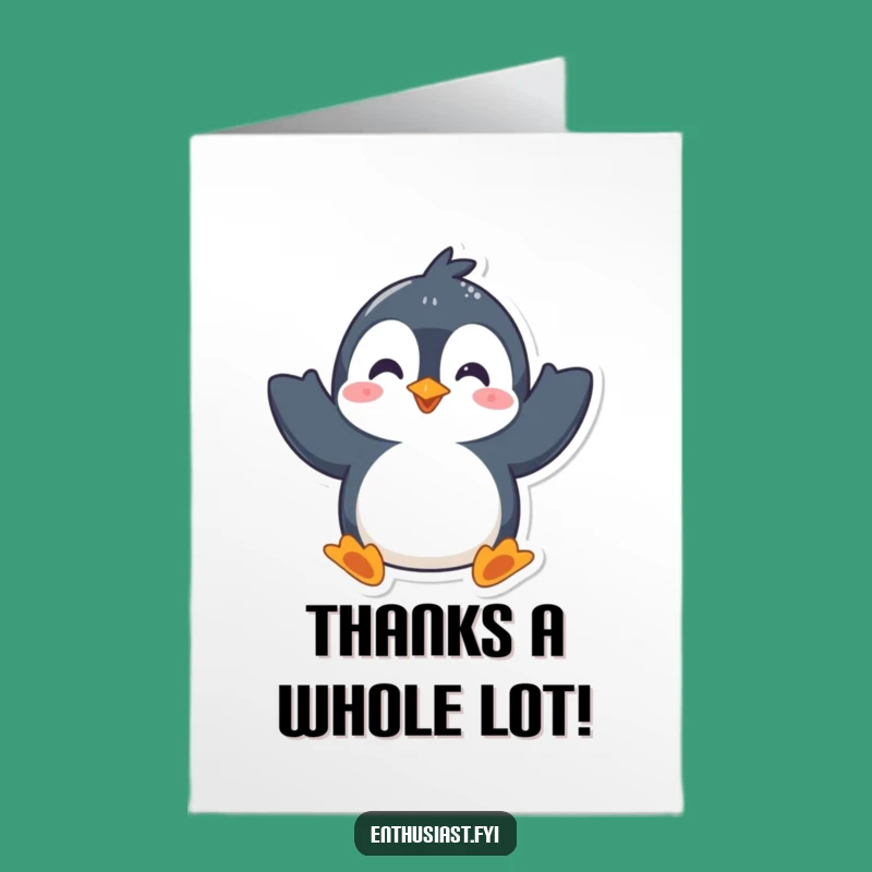 Free Printable Penguin Thank You Card: Waving Thanks, Sweet Downloadable Appreciation
