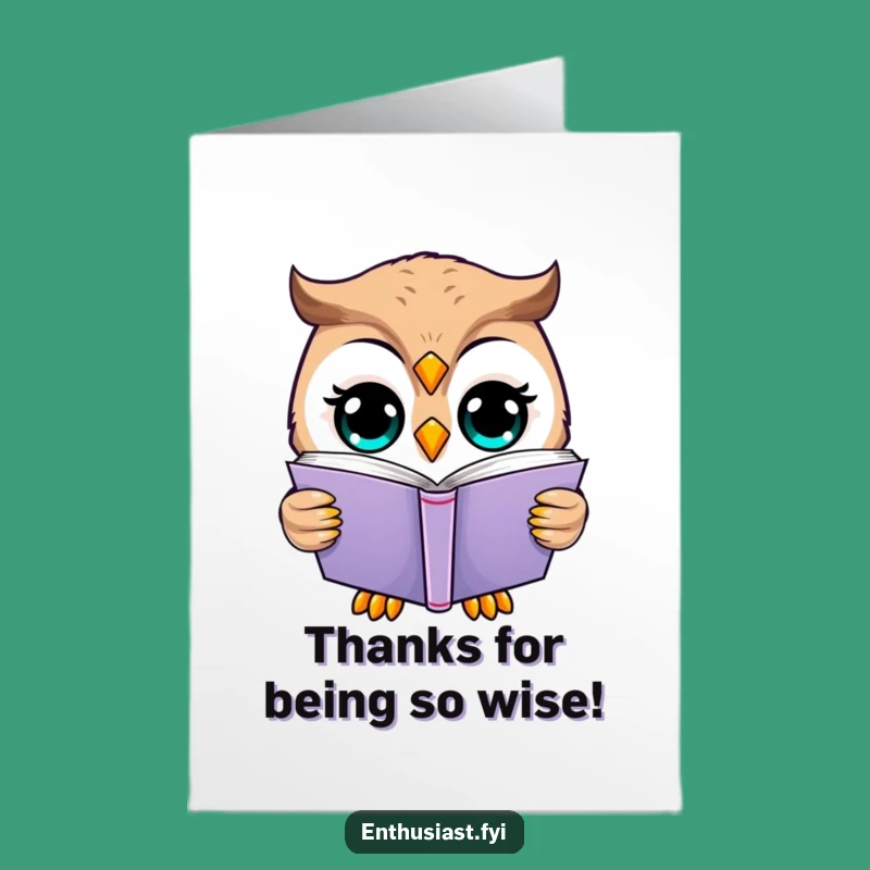 Free Printable Thank You Card: Grateful Owl Reader, Funny Appreciation, Downloadable Gift