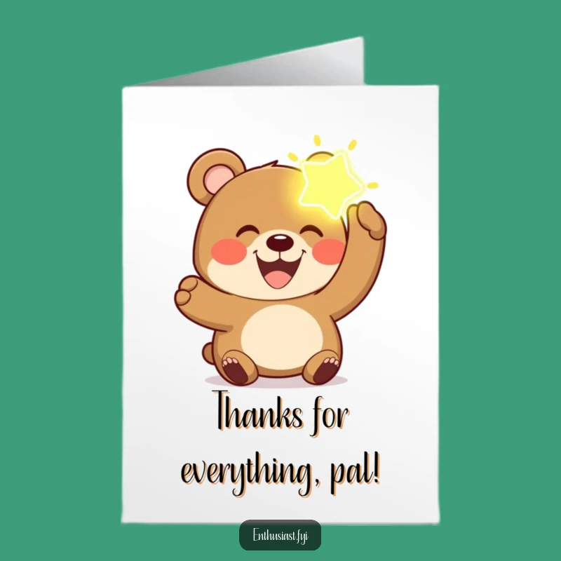 Free Printable Bear Thank You Card: Funny Bear's Joyful Gratitude Downloadable Gift