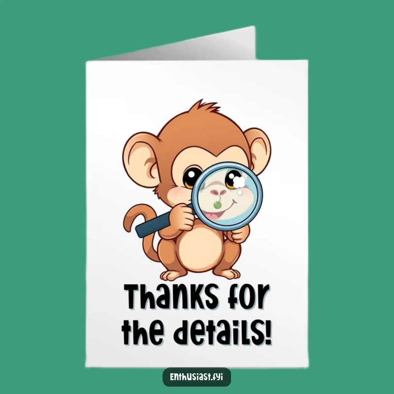 Free Printable Monkey Thank You Card: Funny Monkey Appreciating Details Downloadable Gift
