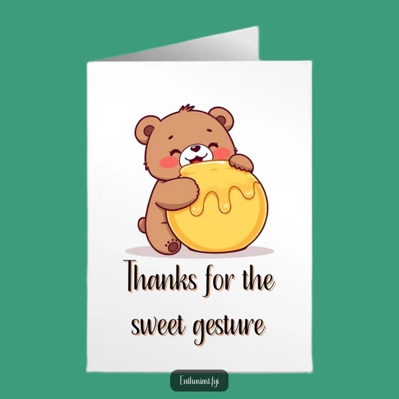Free Printable Bear Thank You Card: Honey Hugs Downloadable Gift