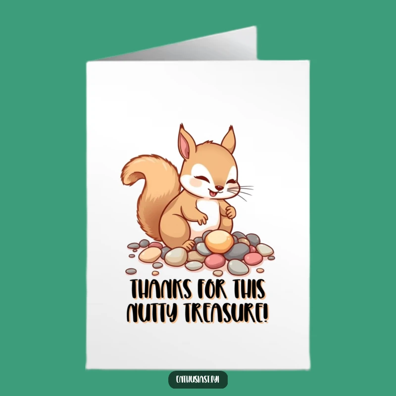 Free Printable Thank You Card: Grateful Squirrel Hoarding Pebbles, Heartfelt Downloadable Gift