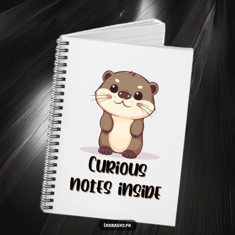 Funny otter notebook with a curious character peeking out, perfect for note-taking and ideas.
