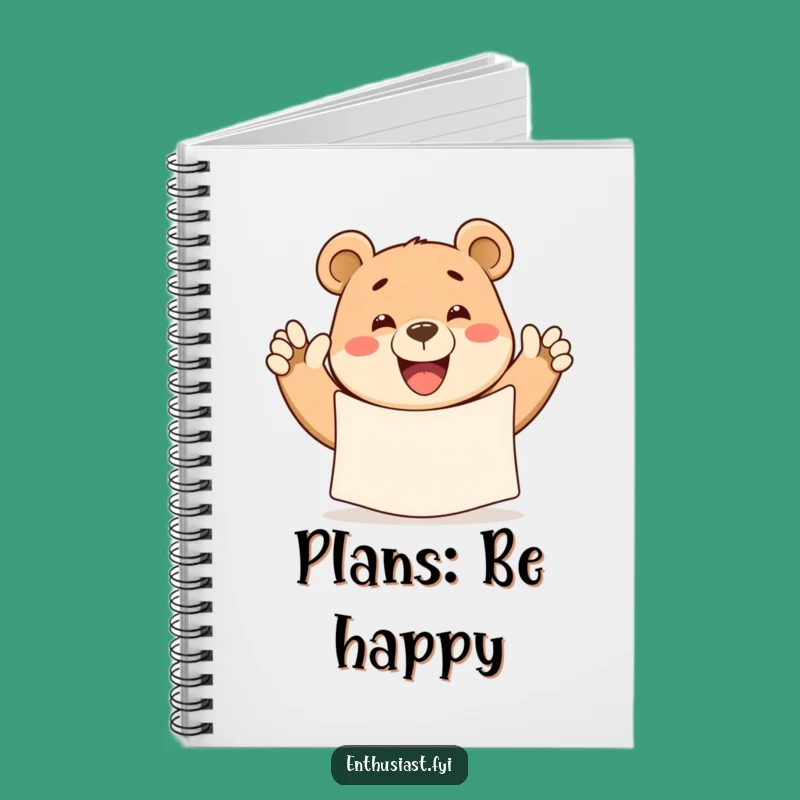 Funny Bear Waving Banner Notebook - Jot Down Happy Thoughts & Ideas