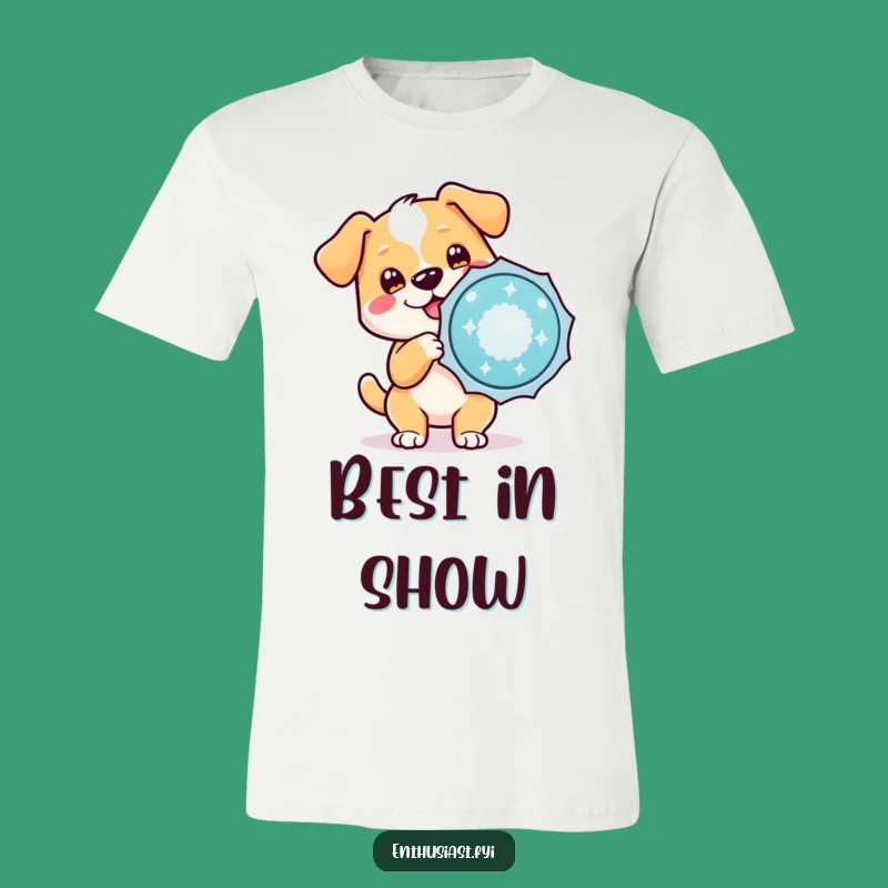 Funny Dog Badge T-Shirt: Enthusiastic Character's Award, Humorous Apparel for Pet Fans