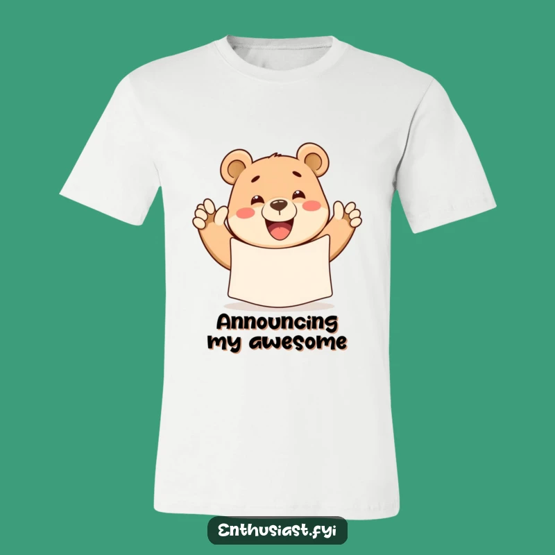 Funny Bear Waving Banner T-Shirt - Happy Grin Tee for All Occasions