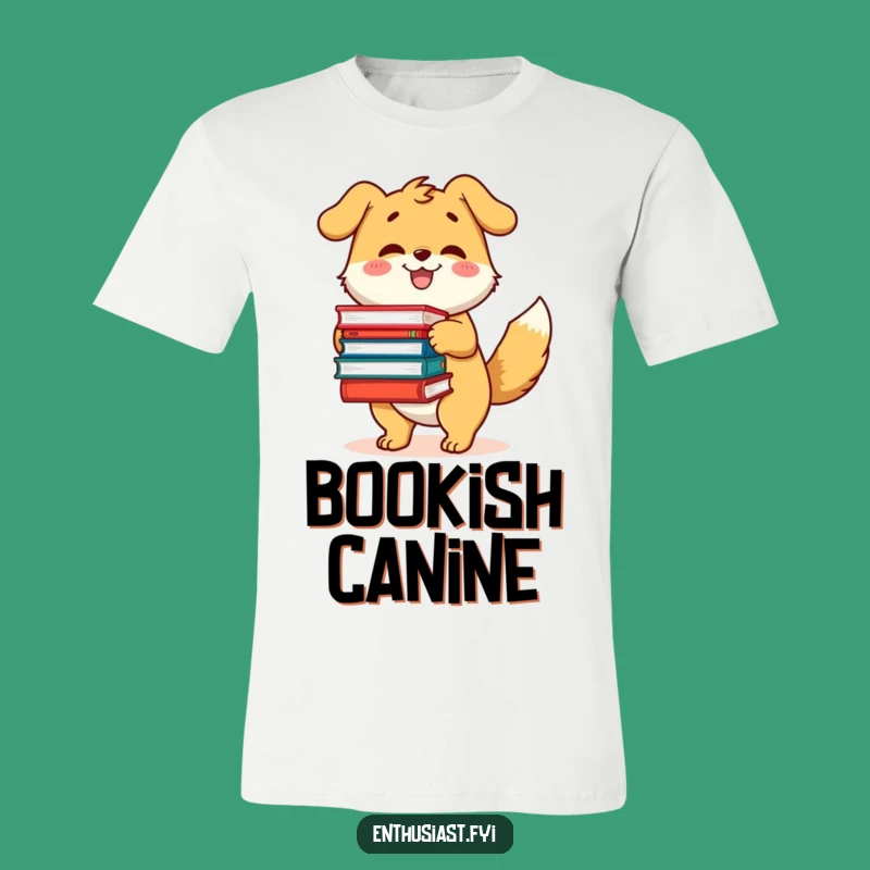 Funny Bookworm Dog T-Shirt: Happy Reader Character Tee