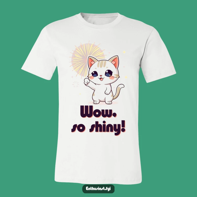 Funny Cat Fireworks T-Shirt: Sparkly-Eyed Feline Fan, The Ultimate Funny Gift for Cat & Celebration Lovers