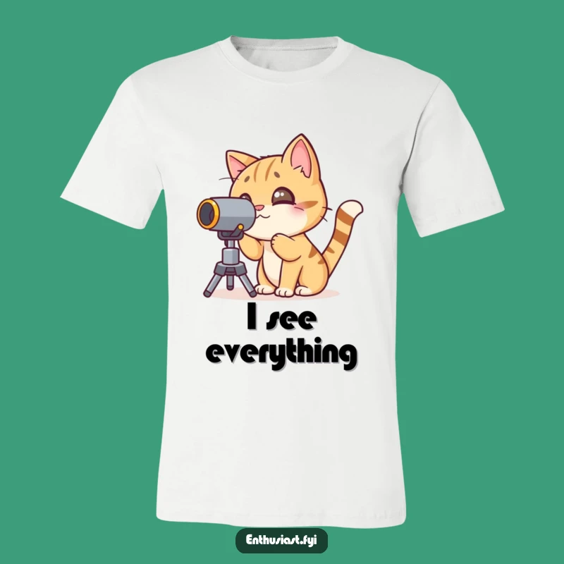 Funny Cat Telescope T-Shirt: Wear Your Cosmic Curiosity!