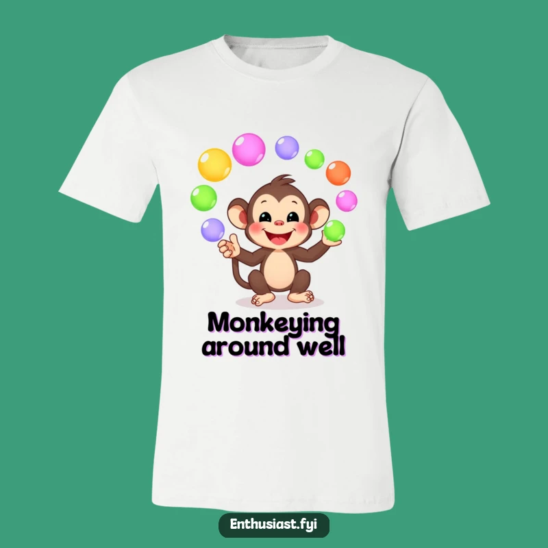 Funny Monkey Juggling T-Shirt - Colorful Orb Master's Playful Tee