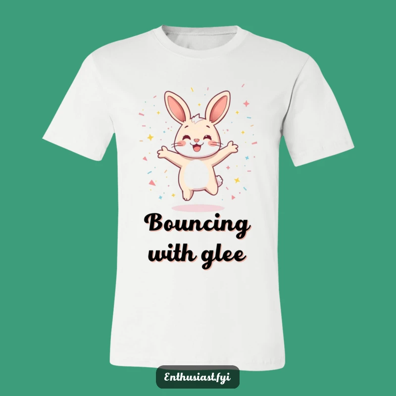 Funny Rabbit Jumping T-Shirt: Playful Character Leaping with Joy Gift