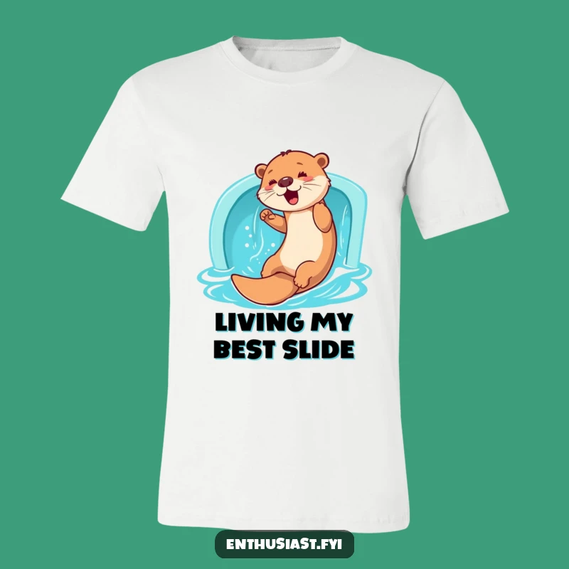 Funny Otter Slide Tee: Enthusiastic Water Adventure T-Shirt Gift