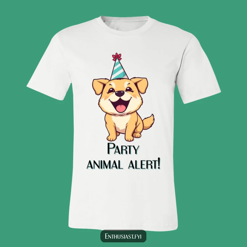 Funny Excited Dog Party T-Shirt: Wear Your Celebration Style - Perfect Gift!