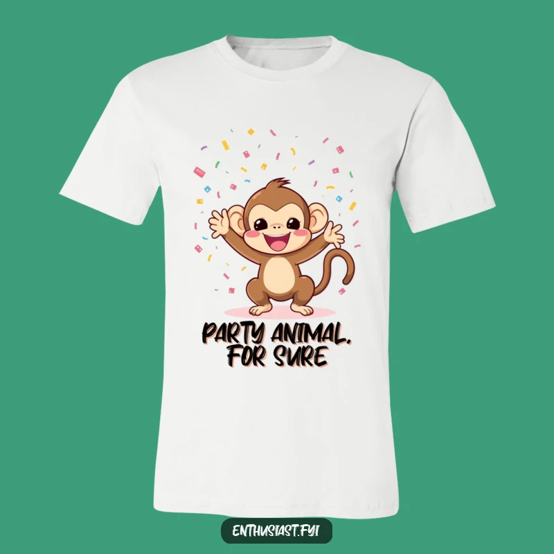 Funny Monkey Confetti T-Shirt: Wear Your Party Spirit Proudly!
