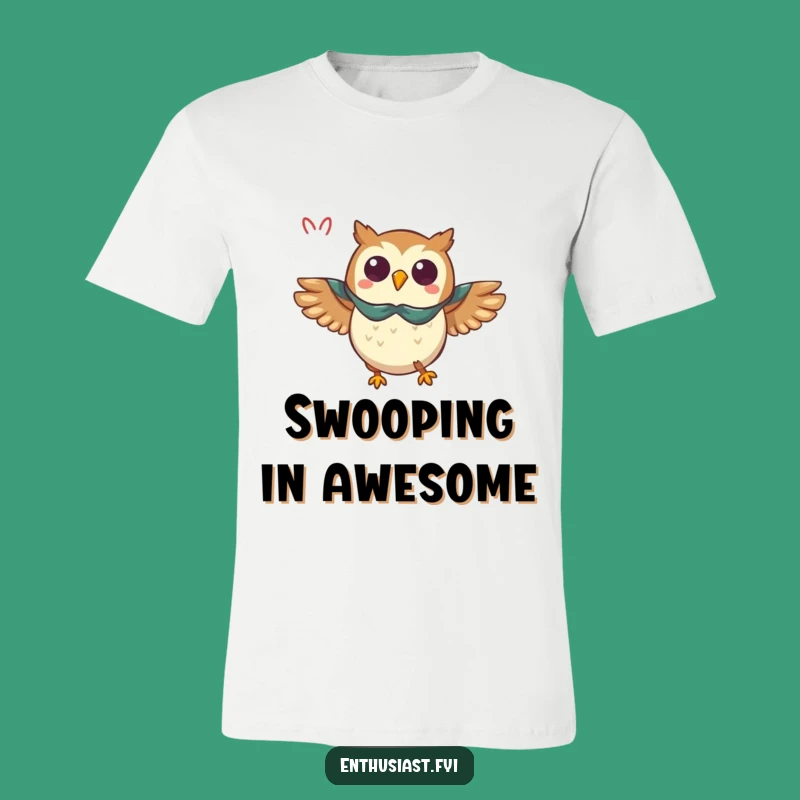 Funny Owl Cape T-Shirt - Triumphant Flight Tee for Enthusiasts