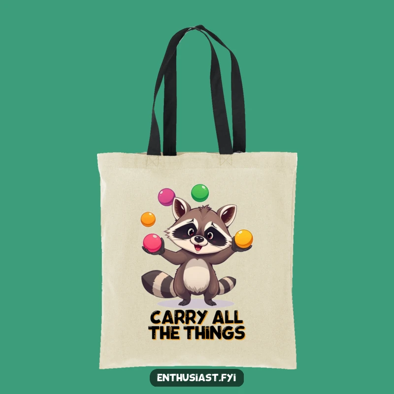 Funny Raccoon Juggling Tote Bag: Carry Your Fun & Treasures