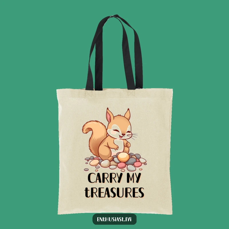 Funny Squirrel Tote Bag - Sturdy Pebble Collector Canvas Bag - Perfect Funny Gift!