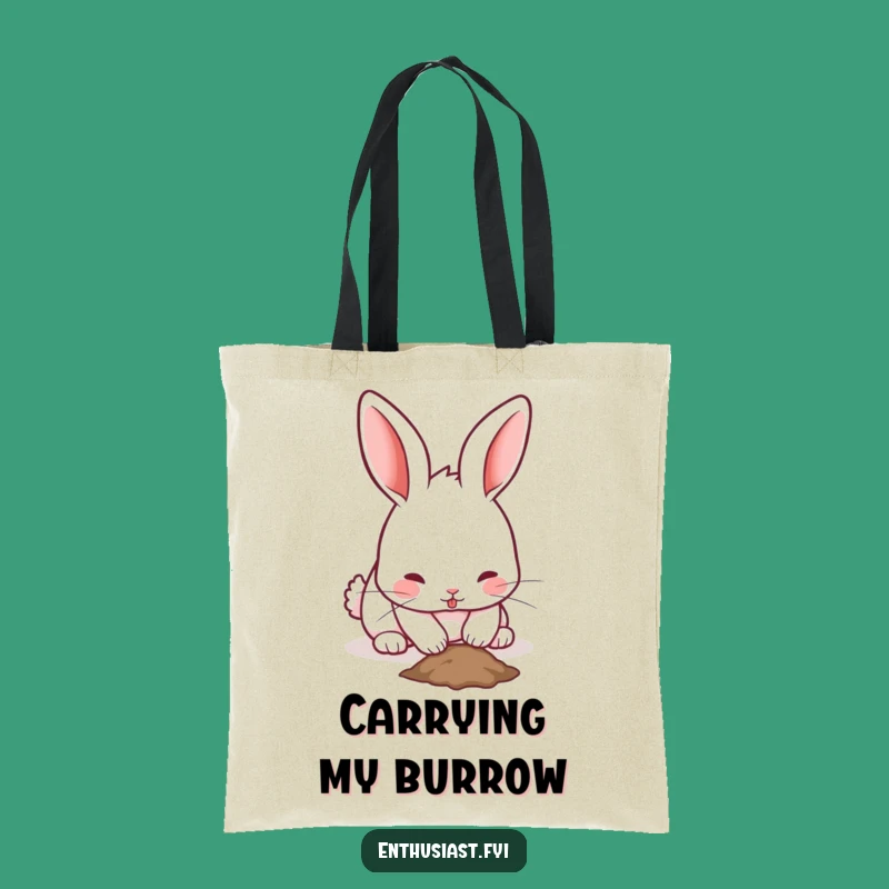 Funny Rabbit Tote Bag: Carry Your Finds with a Digging Bunny, Great Gift