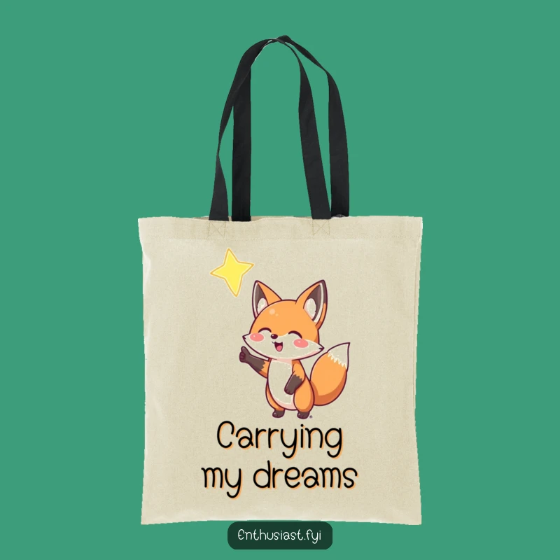 Funny Fox Star Tote Bag: Enthusiastic Celestial Carry-All Gift