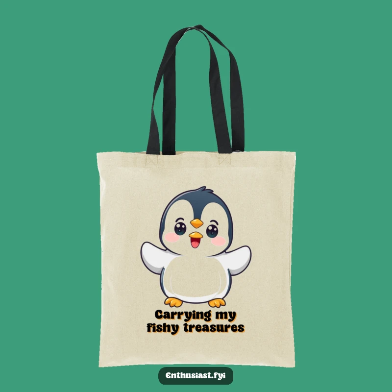 Funny Penguin Wave Tote Bag: Carry Your Essentials with a Friendly Hello!