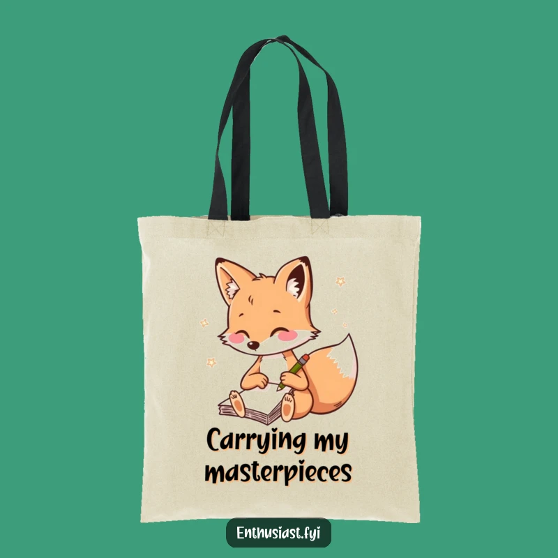 Funny Fox Sketching Tote Bag - Creative Artist's Carryall for Foxes