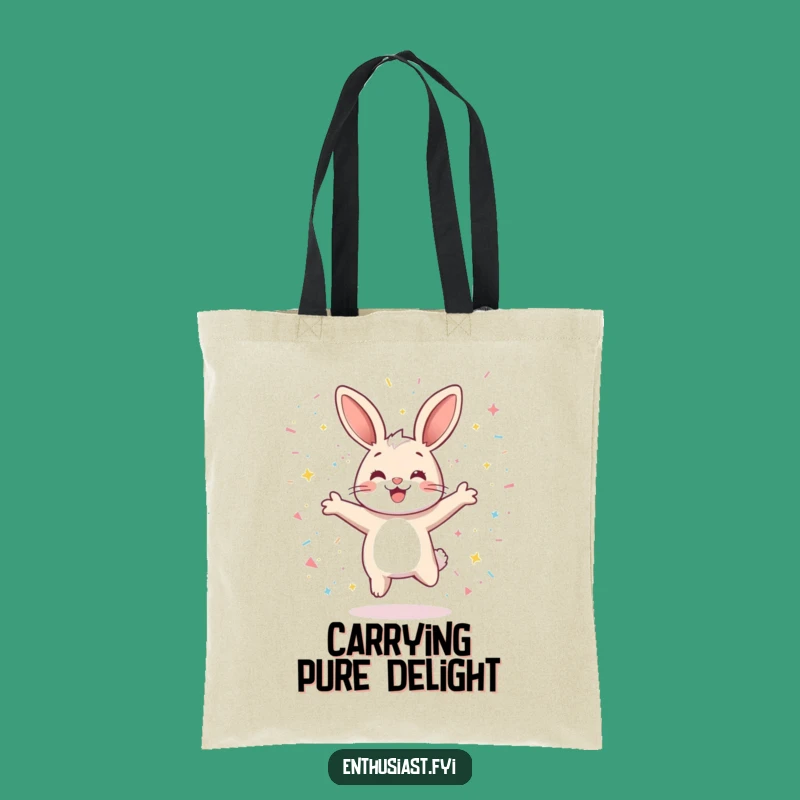 Funny Rabbit Joy Tote Bag: Playful Confetti Leaping Bag Gift