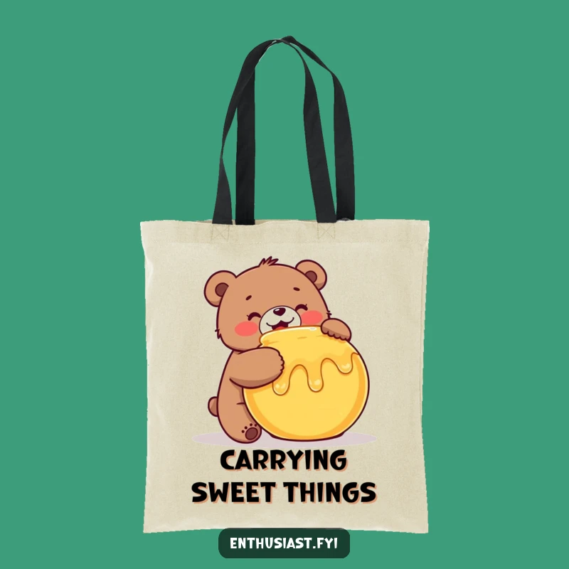 Funny Bear Honey Tote Bag: Enthusiastic Sweet Carry-All Gift