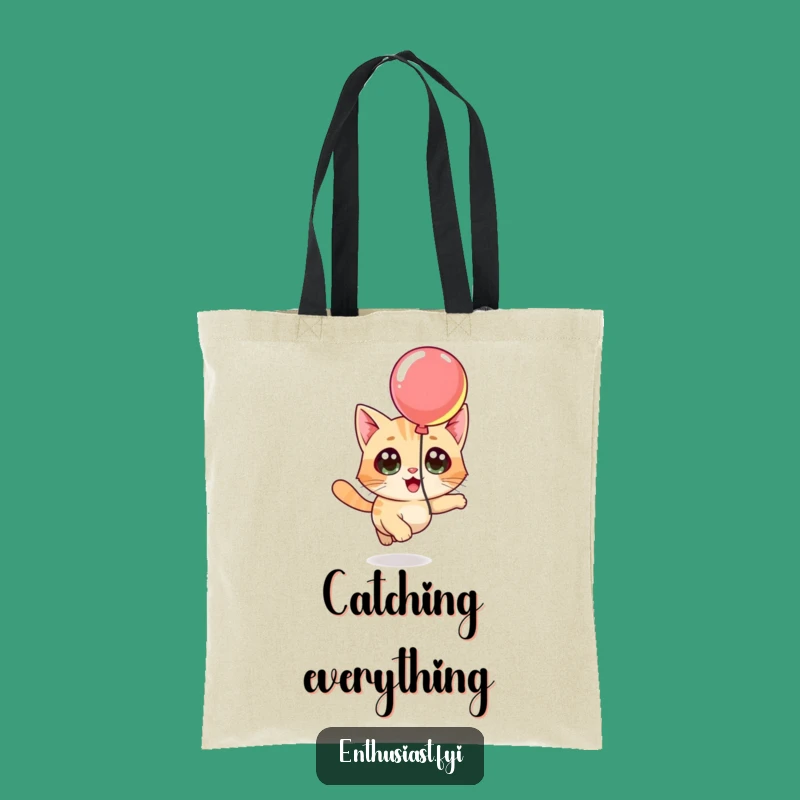 Funny Cat Balloon Tote Bag: Character's Playful Carry-All, Stylish Accessory for Cat Fans
