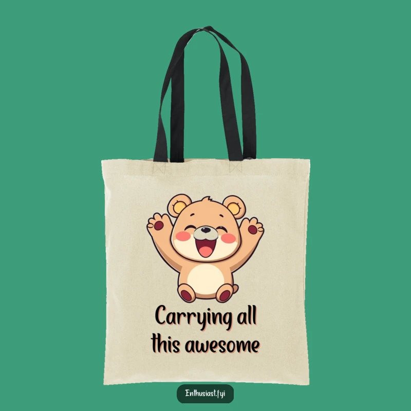 Funny Bear Tote Bag: Carry Your Joy with This Cheerful Character's Smile