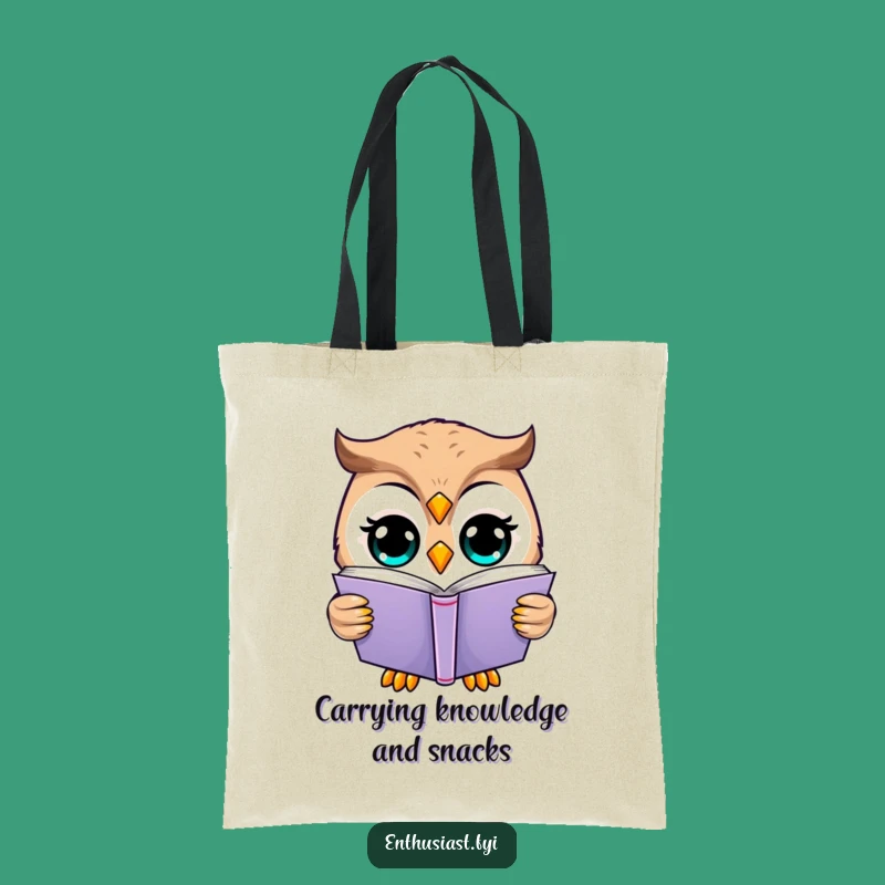Funny Happy Owl Reading Tote Bag: Carry Your Library