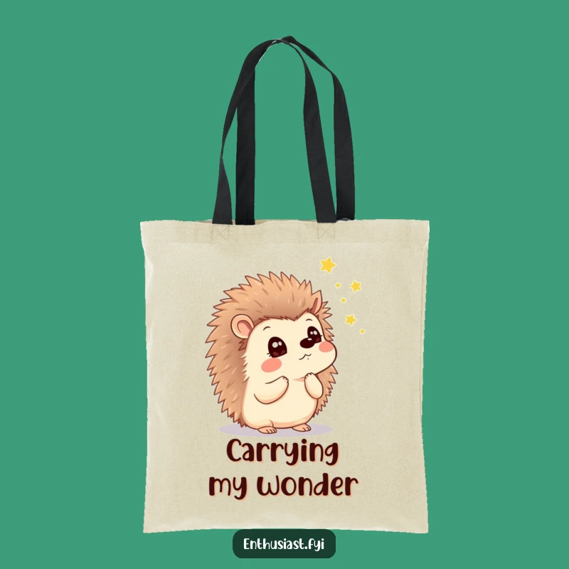 Funny Hedgehog Firefly Tote Bag: Wondering Gaze, Eco-Friendly, Magical Gift